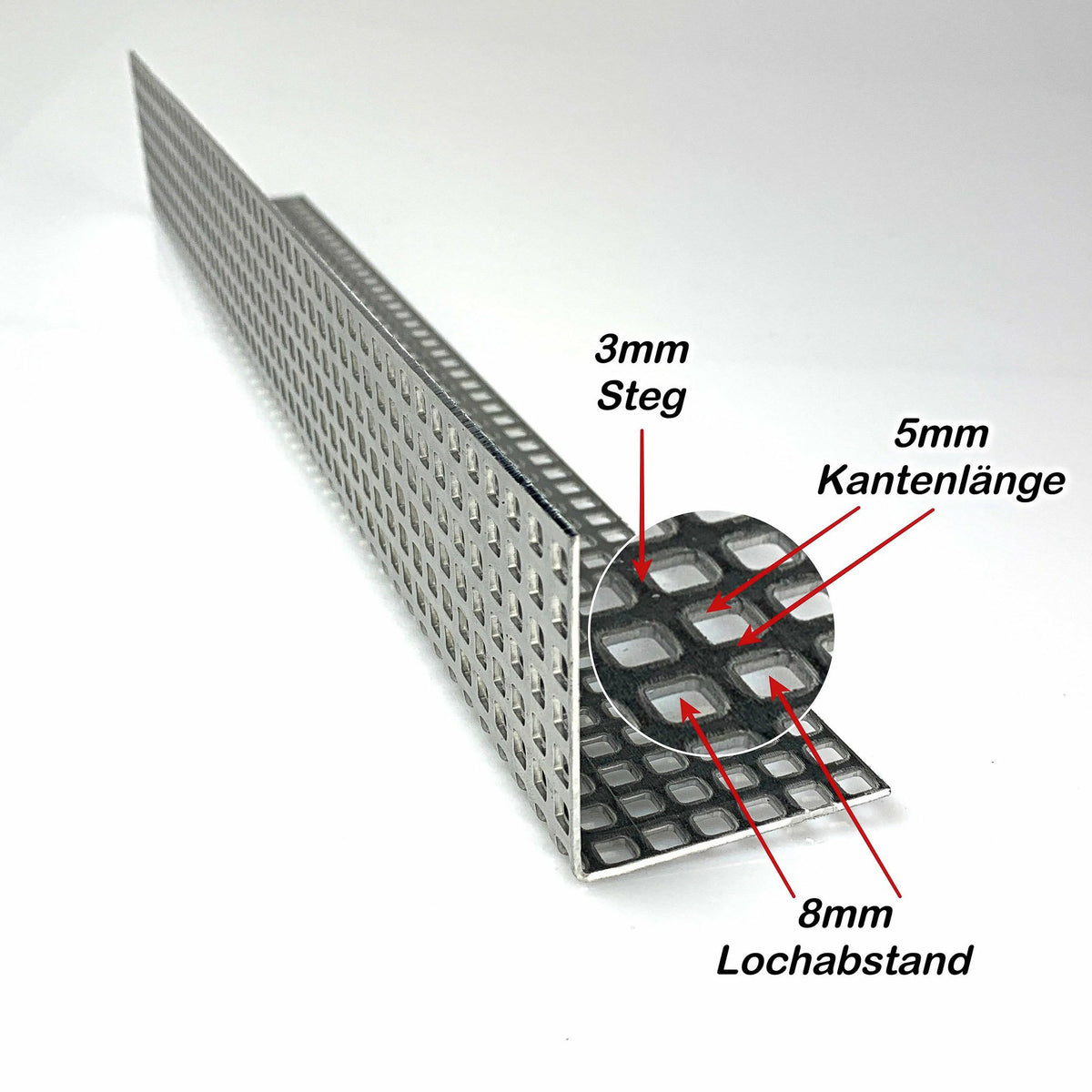 Aluminium 1,5mm dick Kiesfang Winkel Lochblech RV3-5 Kiesfangleiste Aluminium 1,5mm dick Kiesfang Winkel Lochblech RV3-5 Kiesfangleiste