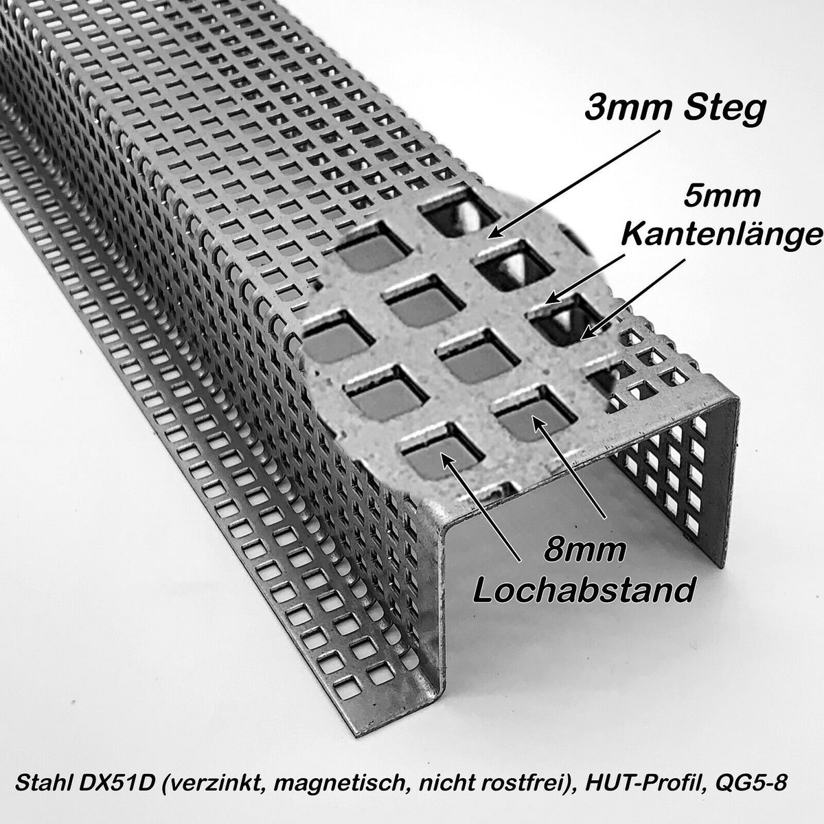 Stahl Verzinkt Lochblech Farbig Schwarz QG5-8 Stahl 1,5mm dick
