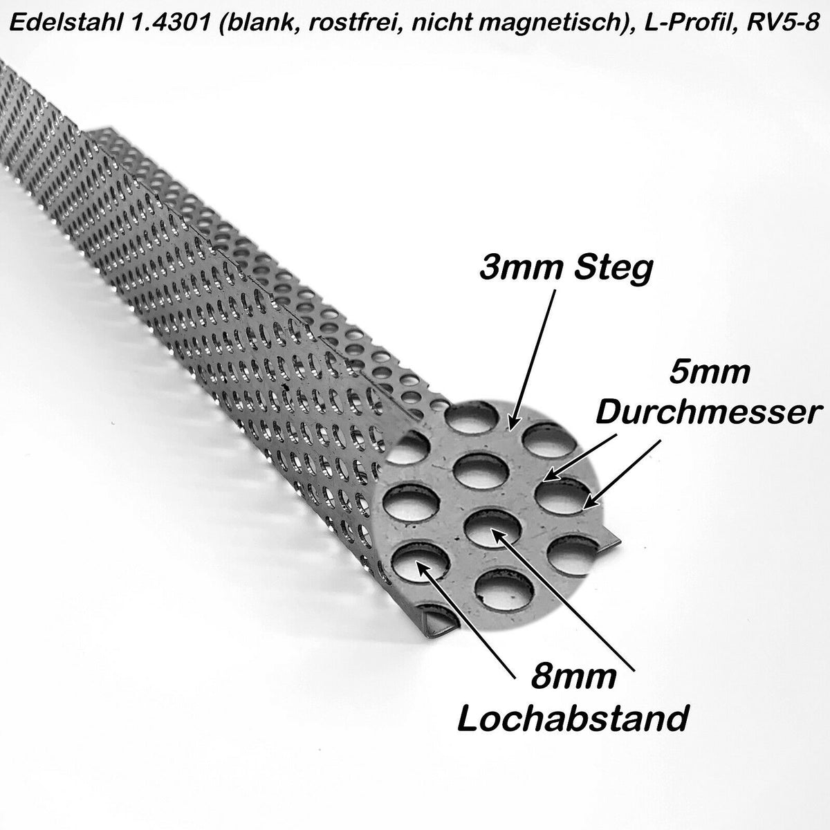 Alu verz Stahl Lochblech 1mm Rv3-5,2mm Rv5-8+Qg10-15 2000mmLänge Breitebis  450mm