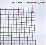 Edelstahl Roh - Drahtgewebe MW 7,3mm x 7,3mm - 1,2mm dick