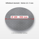 Ronde Aluminium Riffelblech Quintett 3,5/5 mm – Durchmesser 100 bis 950 mm wählbar
