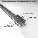 Aluminium- U-Profil - 1,5mm dick -  QG 5-8 - 1000mm lang