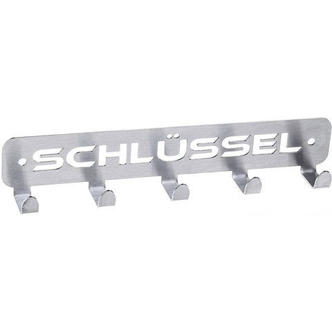 Edelstahl Schlüsselhaken - Schlüsselbrett "Schlüssel" - 25cm breit - Beidseitig geschliffen