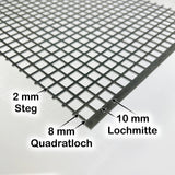 8 mm Quadratloch Stahl Verzinkt Lochblech