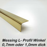 Messing Winkelprofil, L-Profil, 1,0mm, 500mm lang