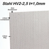 Stahl Lochblech Hexagonal HV2-2,5 - 1,0mm dick