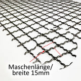 Stahl blank Wellentgitter 15 x 15 mm Maschenweite, 2mm dicke