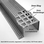 Stahl verzinkt - Lochblech - HUT Profil - 1,5 mm dick - QG 5-8 - 1000mm lang