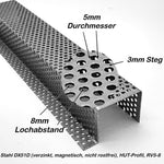 Stahl verzinkt - Lochblech - HUT Profil - 1,5 mm dick - RV5-8 - 1000mm lang