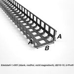 Edelstahl- U-Profil - 1,0mm dick -  QG10-15 - 1000mm lang