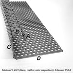 Edelstahl - Kiesfangleiste mit 3 Kanten - RV5-8 - 1000mm lang