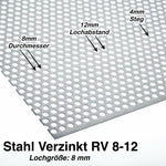 Stahl verzinkt Lochblech RV8-12 - 1,5mm dick