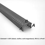 Edelstahl- U-Profil - 1,0mm dick -  RV3-5 - 1000mm lang